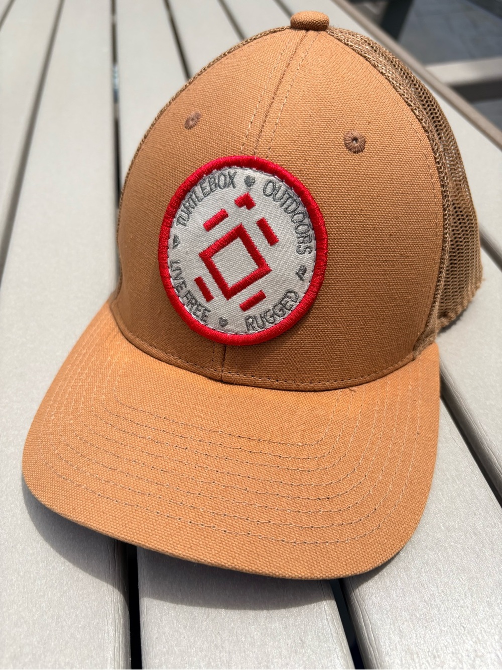 Turtlebox Adult Outdoors Tan Mesh Trucker Hat